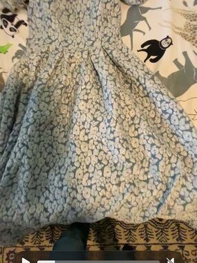 Light Blue Floral Midi Dress with Cream Floral Print